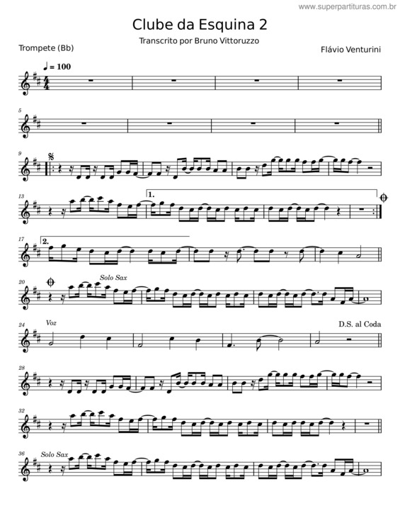 Partitura da música Clube Da Esquina Nº2 – Lô Borges v.2