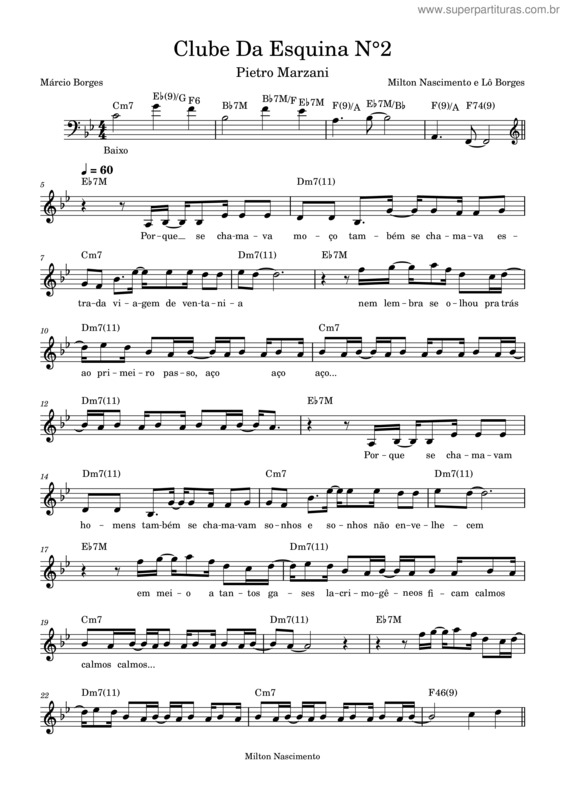 Partitura da música Clube Da Esquina N°2 v.2
