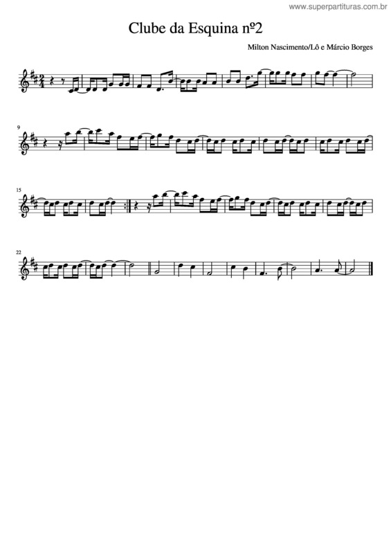 Partitura da música Clube Da Esquina Nº2