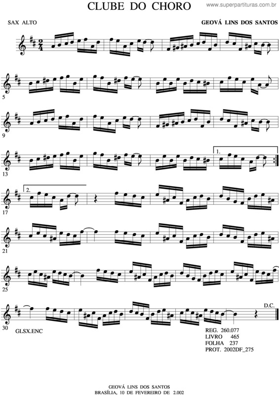 Partitura da música Clube Do Choro