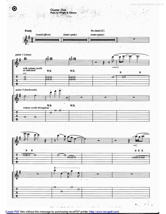 Partitura da música Cluster One