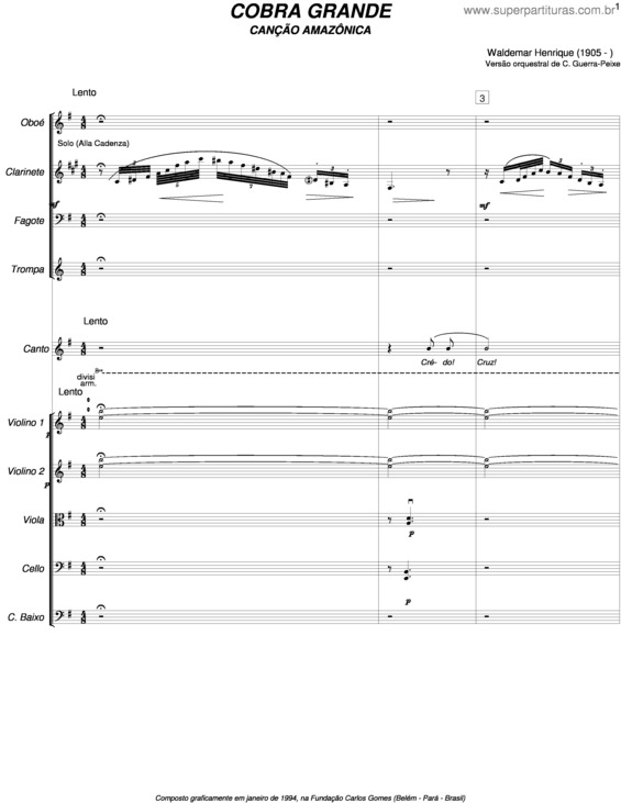 Partitura da música Cobra Grande v.2