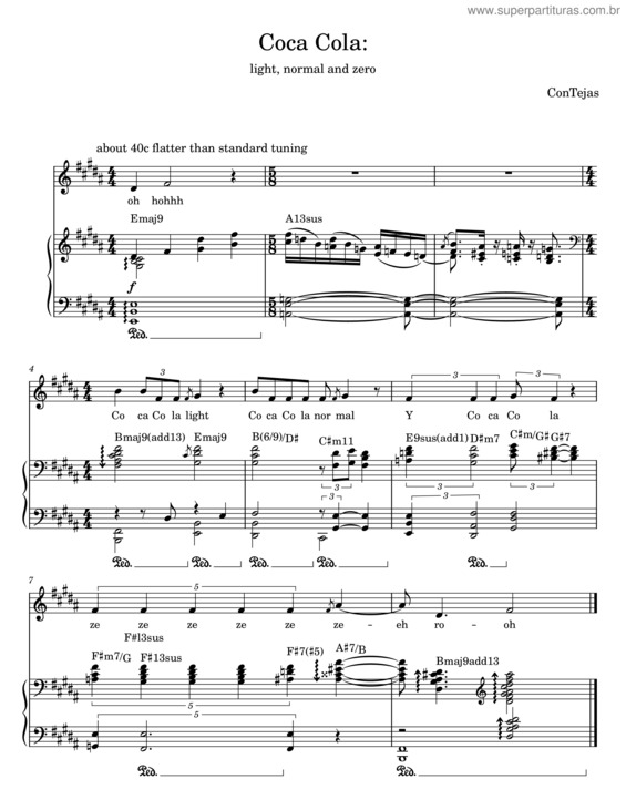 Partitura da música Coca Cola – Contejas