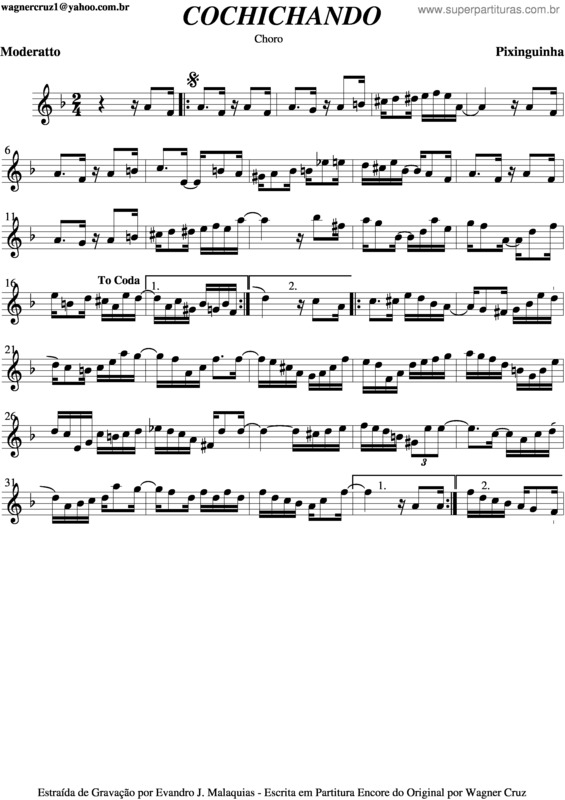 Partitura da música Cochichando v.3