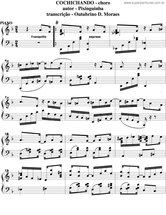 Partitura da música Cochichando v.5