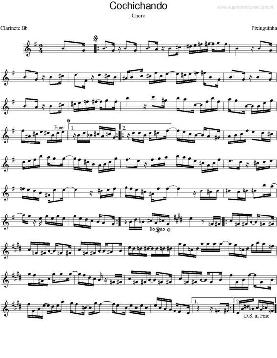 Partitura da música Cochichando