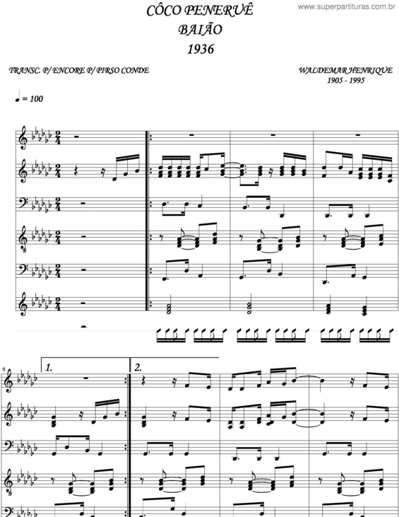 Partitura da música Coco Perenuê