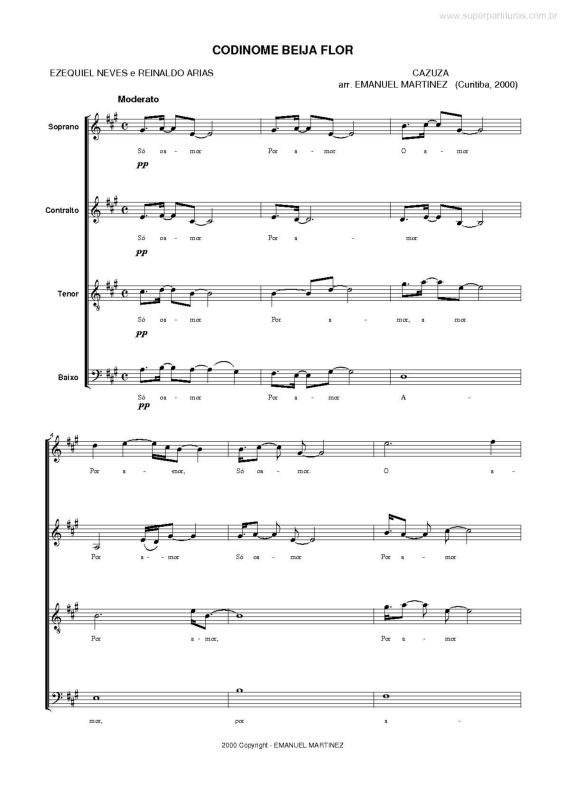Partitura da música Codinome Beija-Flor v.2