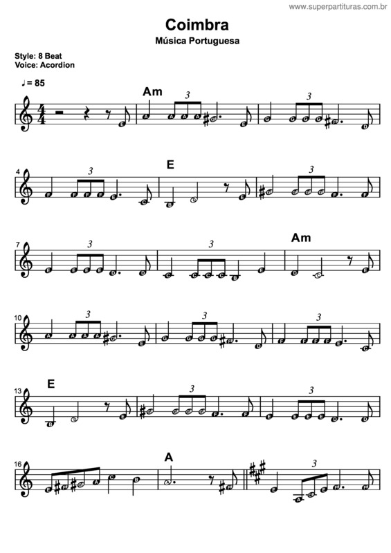 Partitura da música Coimbra v.5