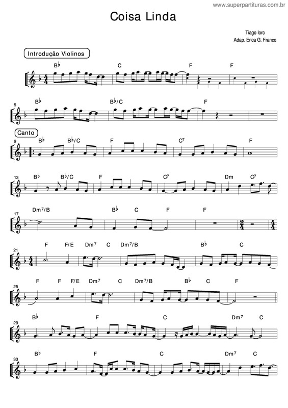 Partitura da música Coisa Linda