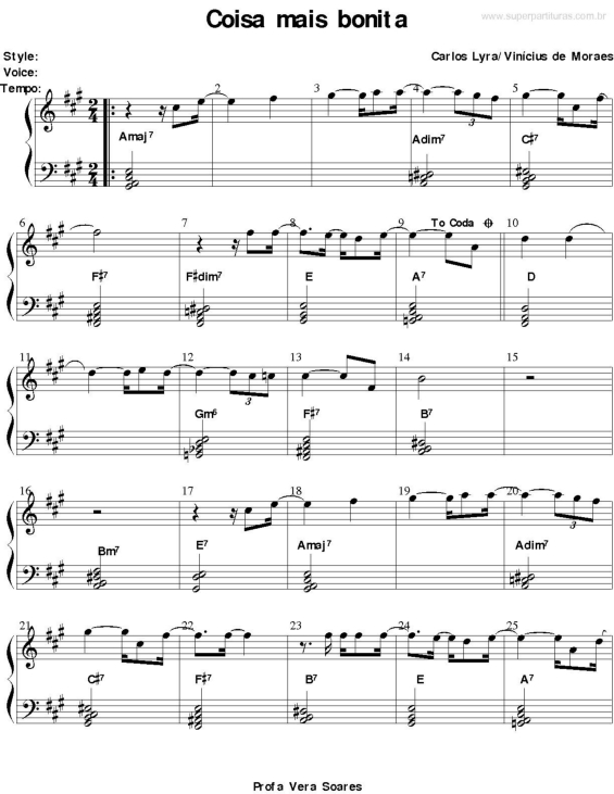 Partitura da música Coisa Mais Bonita