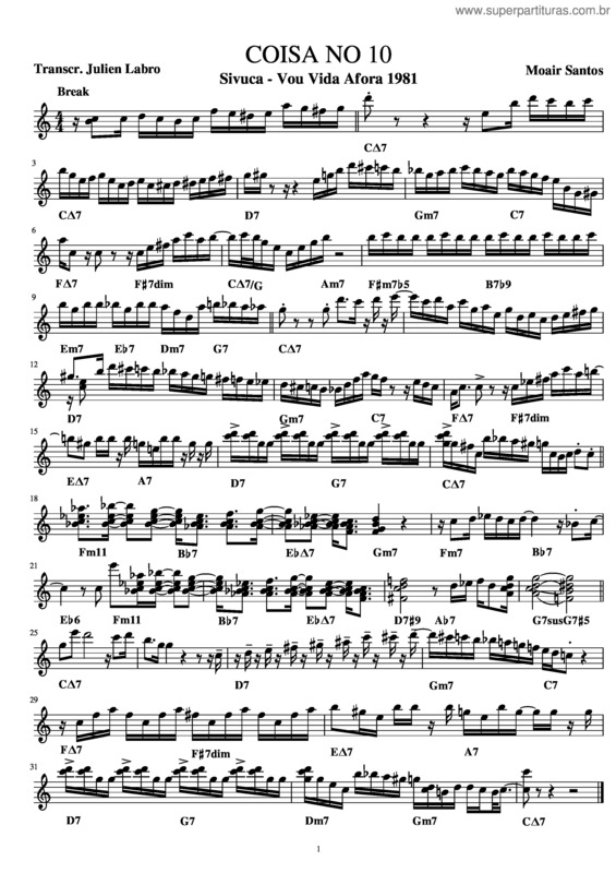 Partitura da música Coisa No 10 – Moair Santos