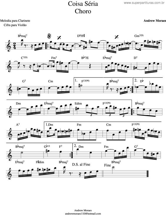 Partitura da música Coisa Séria