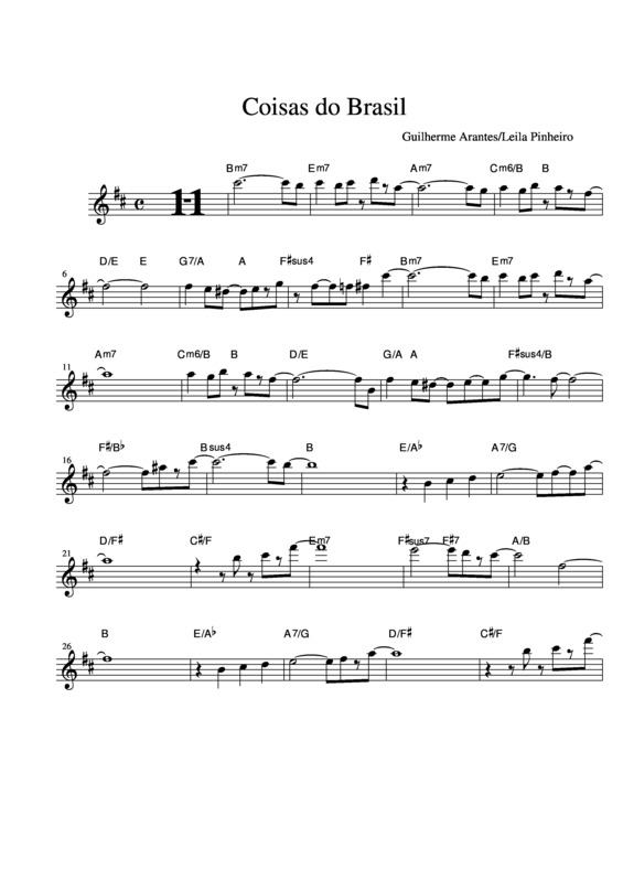 Partitura da música Coisas do Brasil v.3