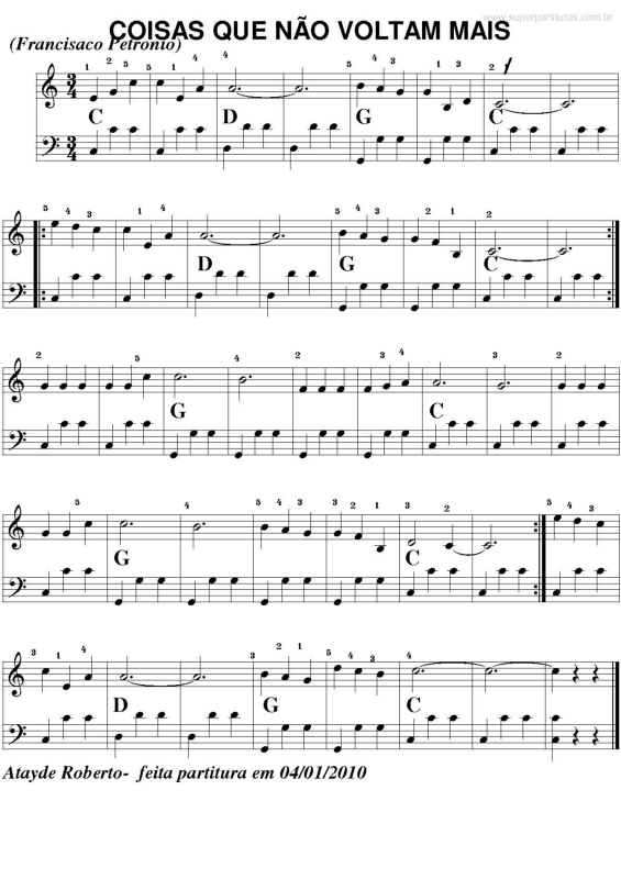 Partitura da música Coisas que não Voltam Mais