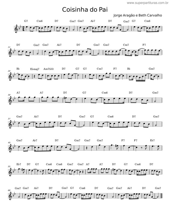 Partitura da música Coisinha Do Pai – Jorge Aragão