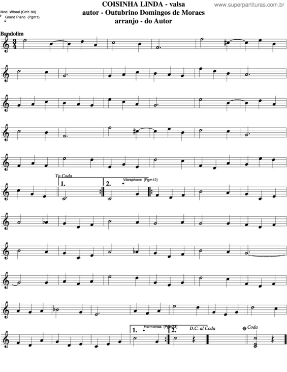 Partitura da música Coisinha Linda v.5