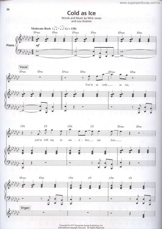 Partitura da música Cold As Ice
