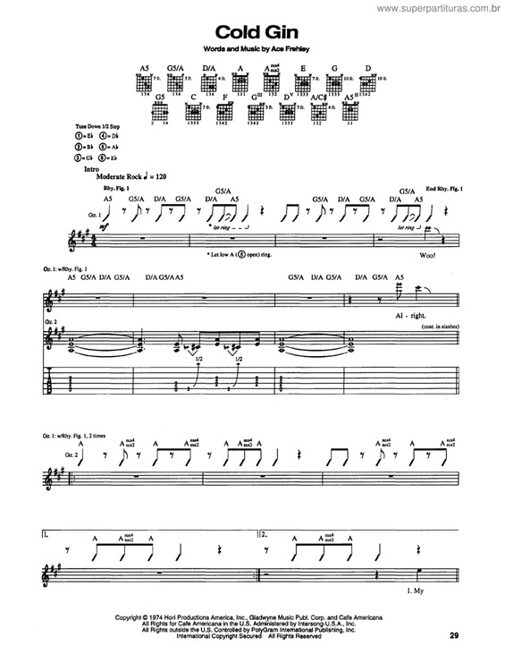 Partitura da música Cold Gin