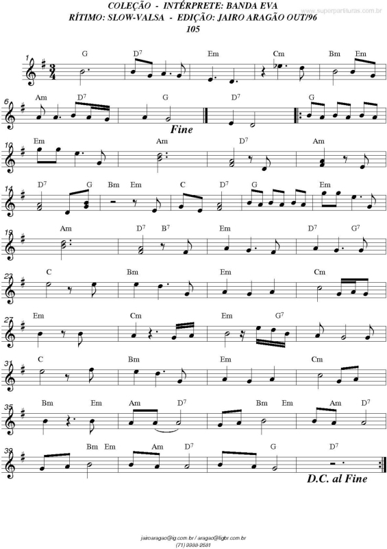 Partitura da música Coleção