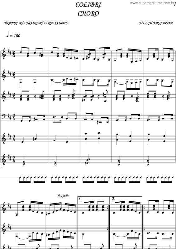 Partitura da música Colibri v.2