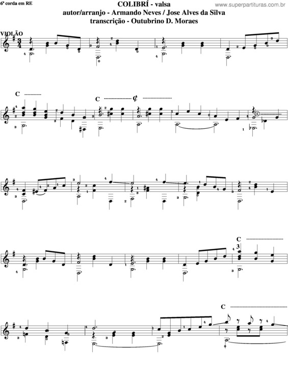 Partitura da música Colibri v.4