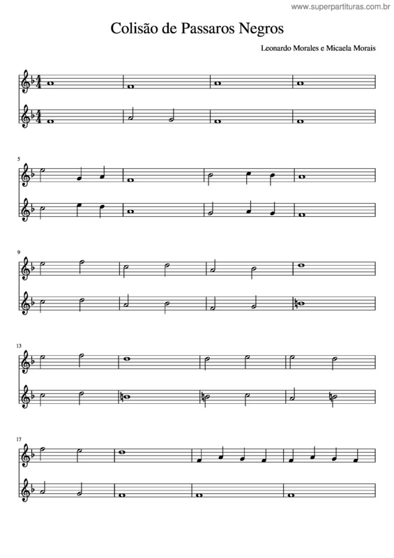 Partitura da música Colisão De Pássaros Negros – Leonardo Morales