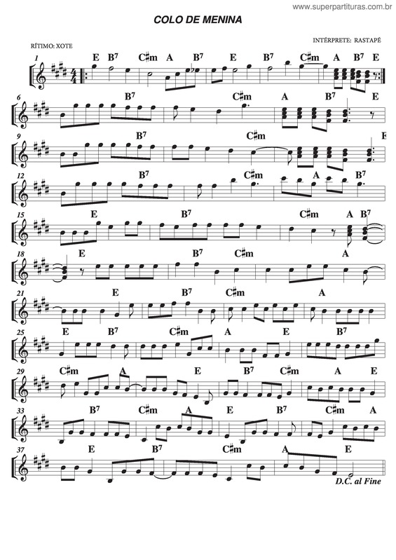 Partitura da música Colo de menina v.2