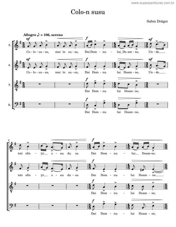 Partitura da música Colo–N Susu