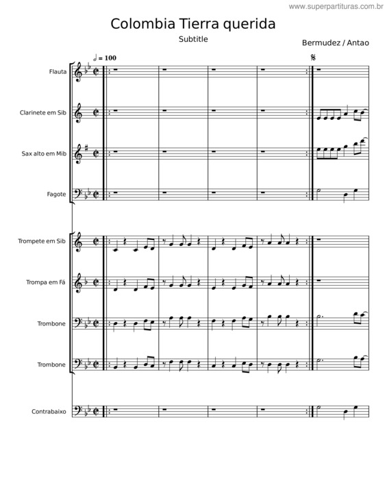 Partitura da música Colombia Tierra Querida –  Lucho Bermudez v.2