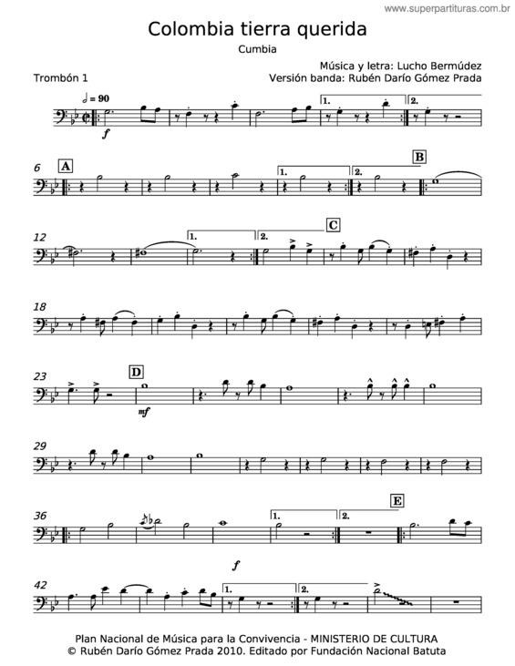 Partitura da música Colombia Tierra Querida – Lucho Bermúdez v.7