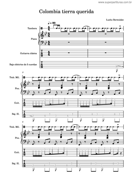 Partitura da música Colombia Tierra Querida Gm Lucho Bermudez