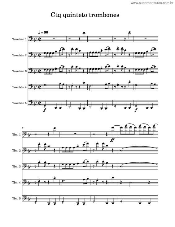 Partitura da música Colombia Tierra Querida Quinteto De Trombones