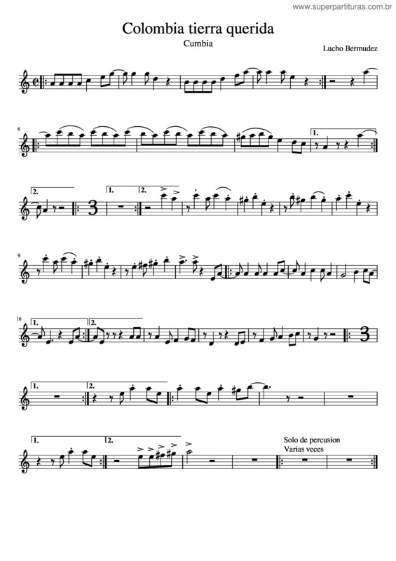 Partitura da música Colombia Tierra Querida v.4