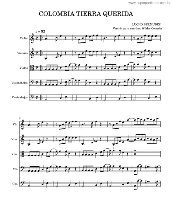 Partitura da música Colombia Tierra Querida v.5