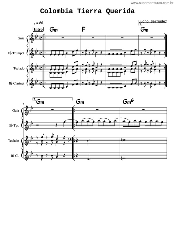 Partitura da música Colombia Tierra Querida v.6