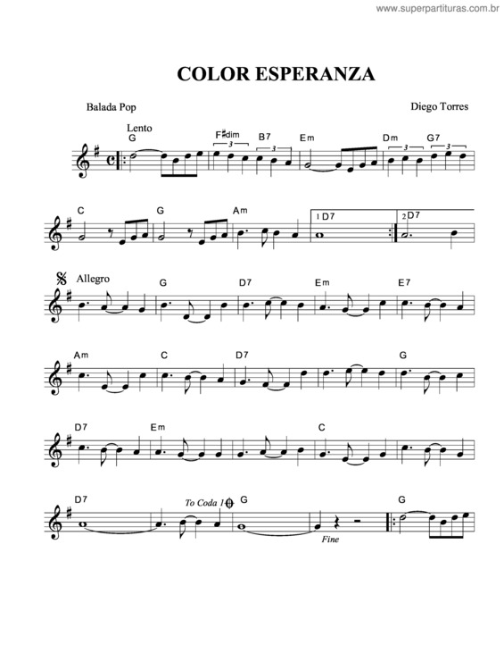 Partitura da música Color Esperanza