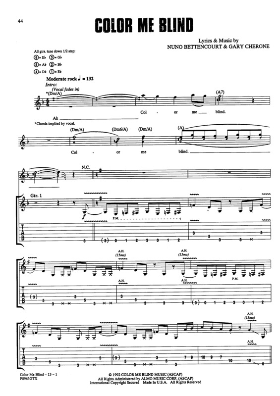 Partitura da música Color Me Blind v.2