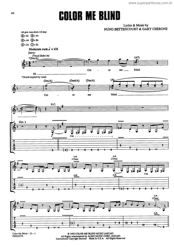 Partitura da música Color me blind