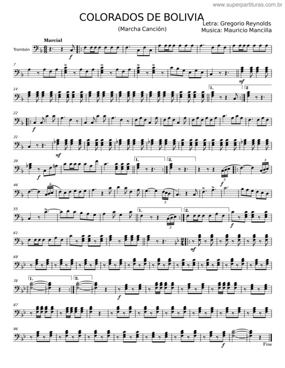 Partitura da música Colorados De Bolivia