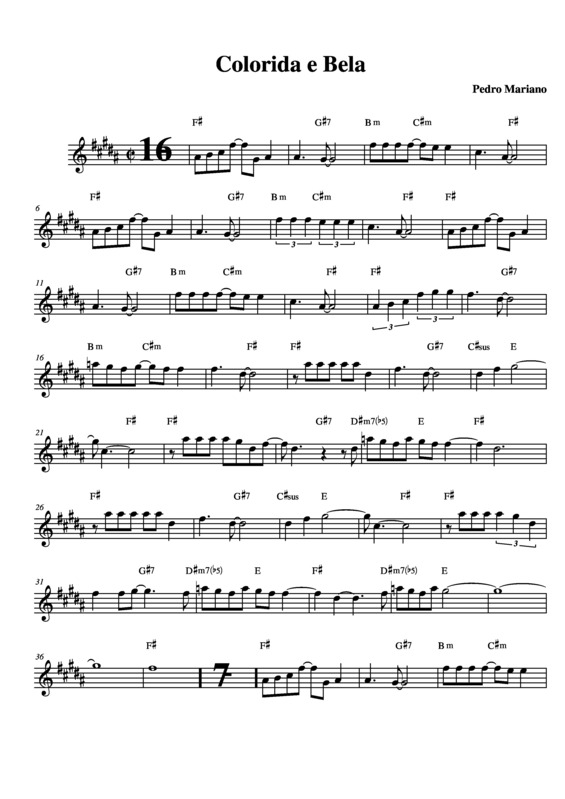 Partitura da música Colorida e Bela v.2