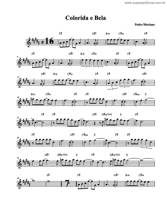 Partitura da música Colorida e Bela