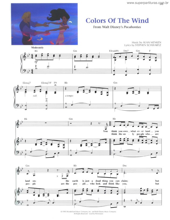 Partitura da música Colors Of The Wind v.2