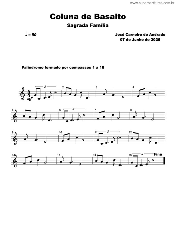 Partitura da música Coluna De Basalto