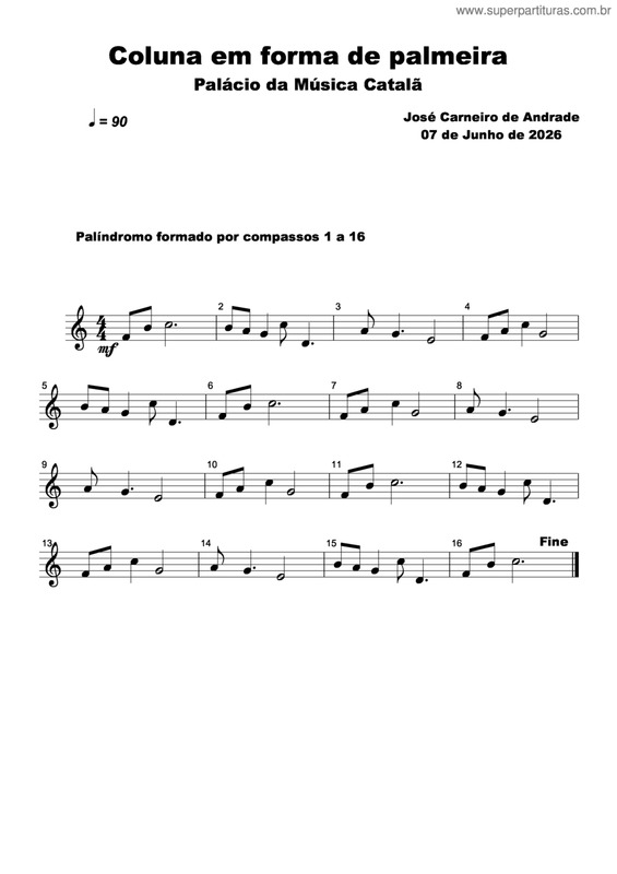 Partitura da música Coluna Em Forma De Palmeira
