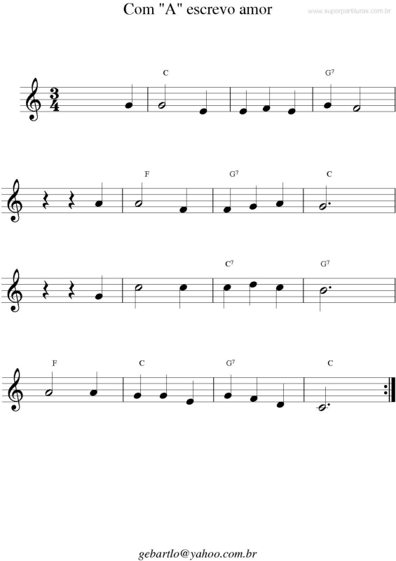 Partitura da música Com A escrevo amor