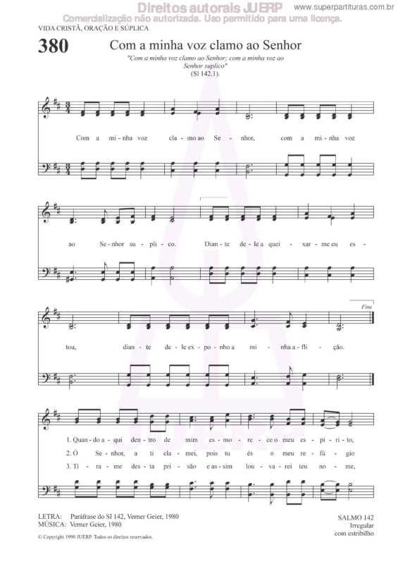 Partitura da música Com A Minha Voz Clamo Ao Senhor - 380 HCC v.2
