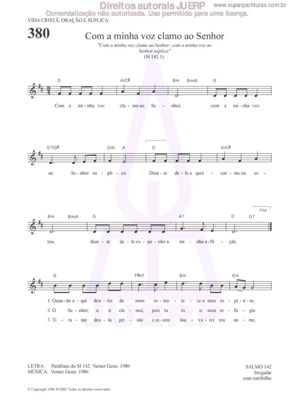 Partitura da música Com A Minha Voz Clamo Ao Senhor - 380 HCC