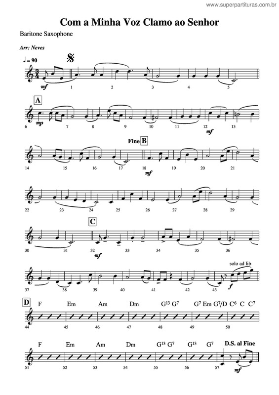 Partitura da música Com A Minha Voz Clamo Ao Senhor v.4