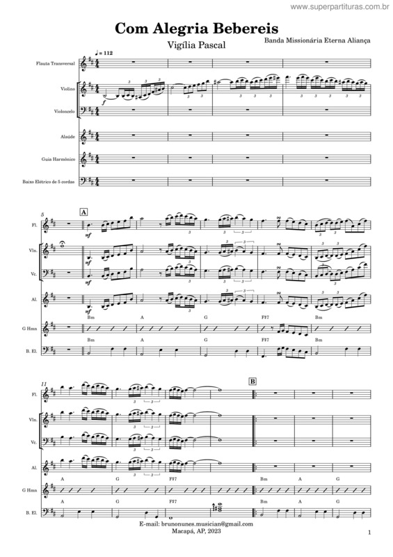 Partitura da música Com Alegria Bebereis
